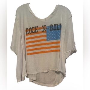 Chaser Rock N Roll American Flag Graphic Dolman Tee Distressed S oversized